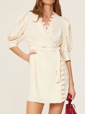 Hofmann Copenhagen Krista Ivory Scallop Trim Wrap Dress
